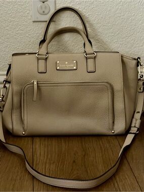 kate spade Pebbled Leather Satchel - Beige Taupe
